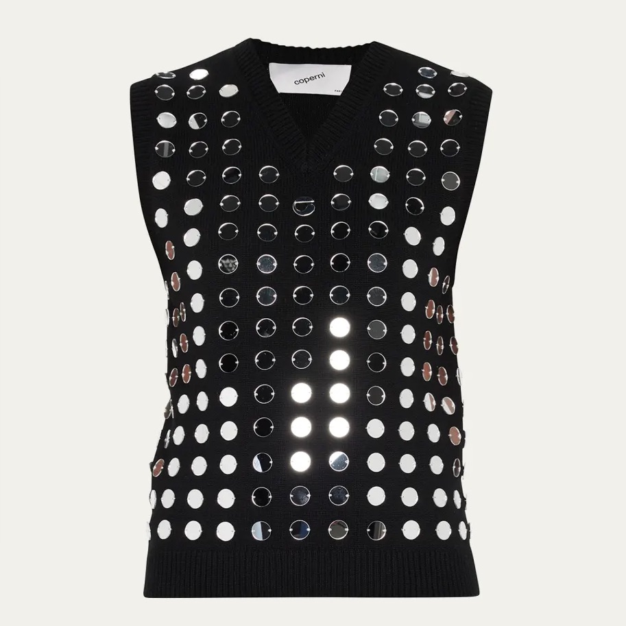 Coperni Mirror Embroidered Wool Vest Small
